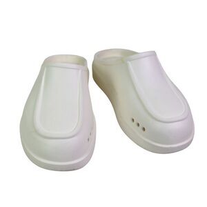 P 448 ITALY WHITE RUBBER PLATFORM ROUND TOE SANDALS MULES SHOES Sz 38-39